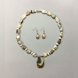 Zebra Jasper and Copper Necklace Set with Succor Jasper Pendant
